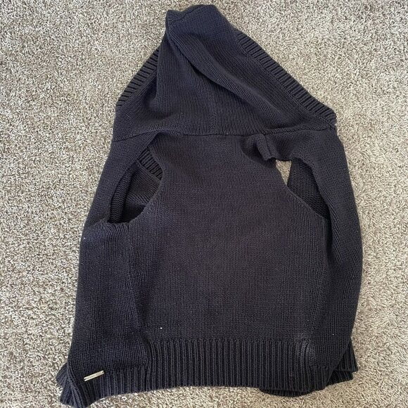 Michael Kors Knit Sweater Womens S Black Sleeveless Open Front Drape Cardigan - Picture 4 of 6